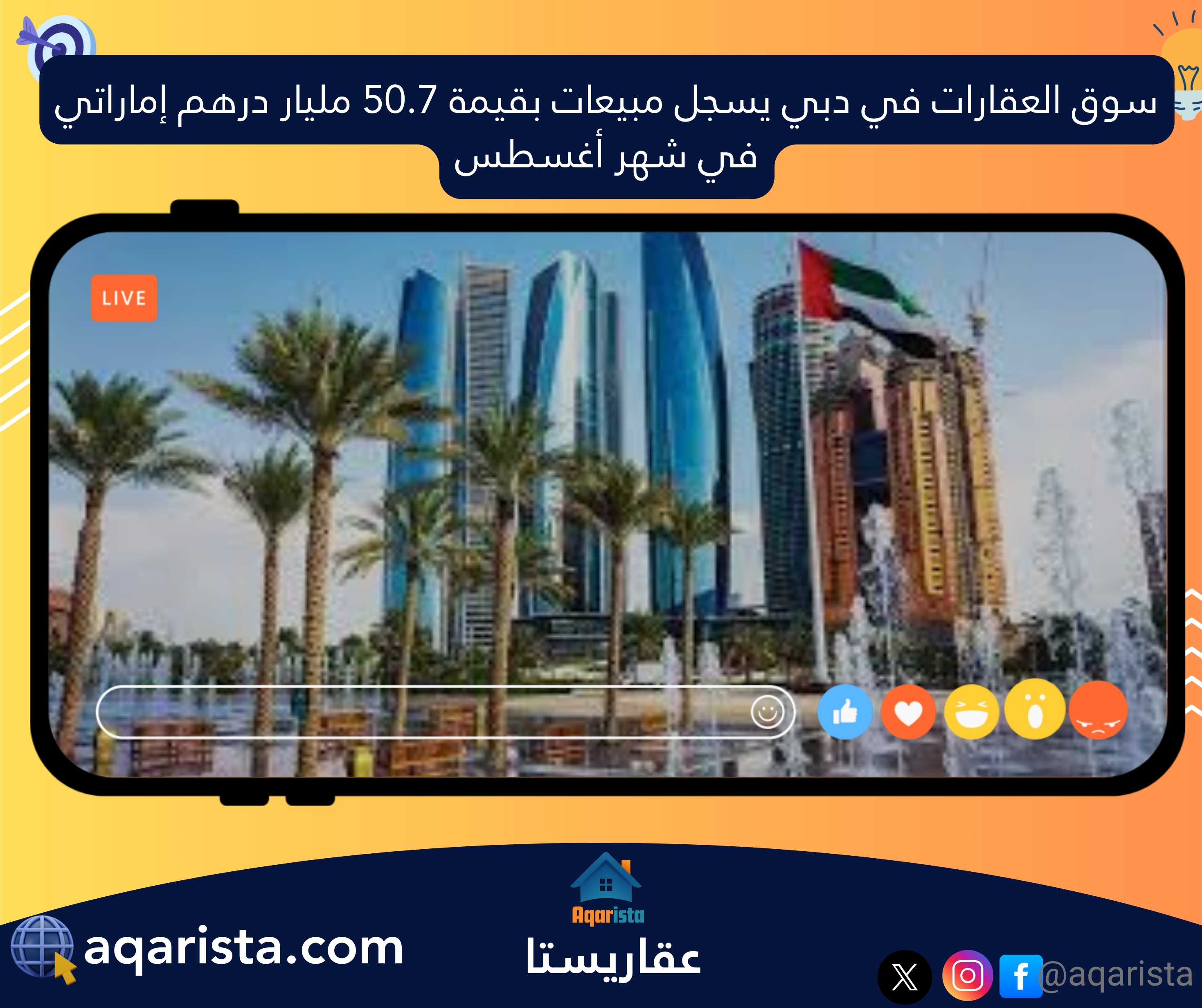 سوق العقارات في دبي يسجل مبيعات بقيمة 50.7 مليار درهم إماراتي في شهر أغسطس